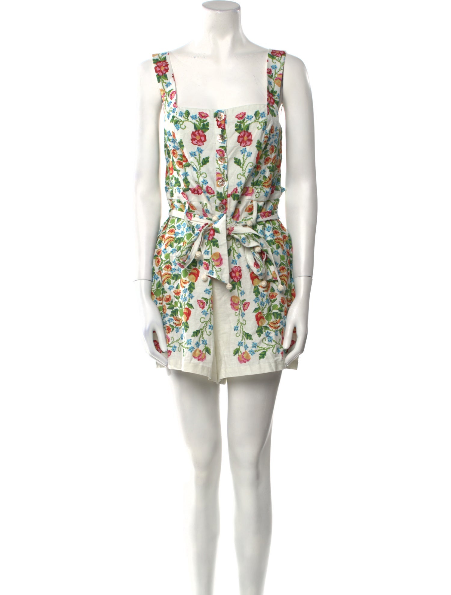 Farm Rio Floral Print Square Neckline Romper