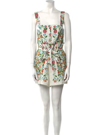 Farm Rio Floral Print Square Neckline Romper