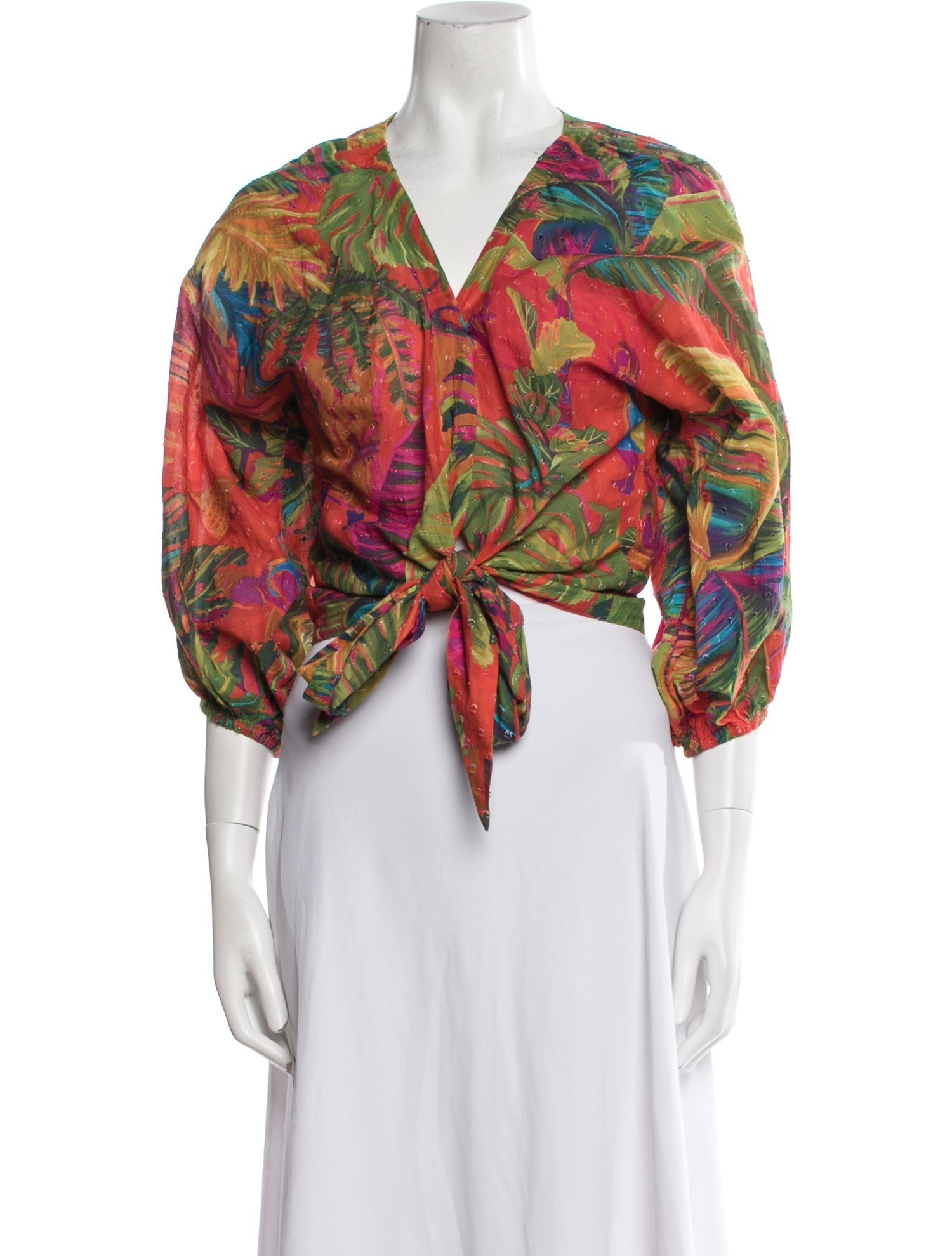 Farm Rio Printed V-Neck Crop Top w/ Tags