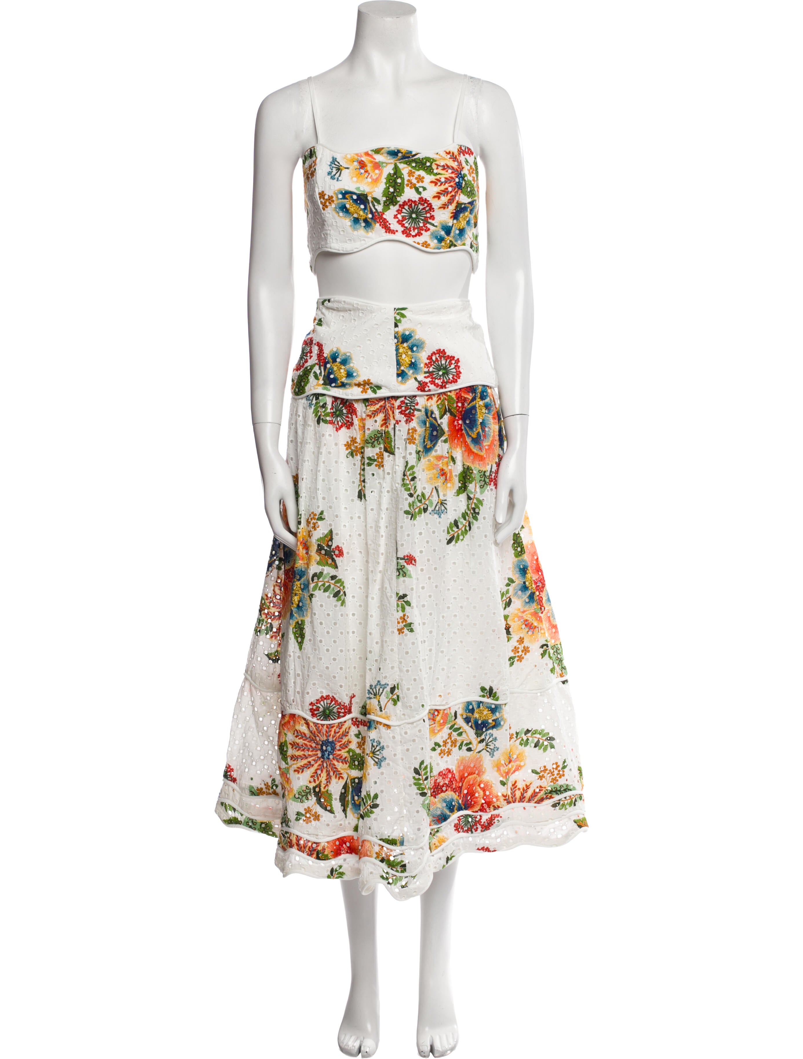 Farm Rio Floral Print Embroidered Accent Dress Set