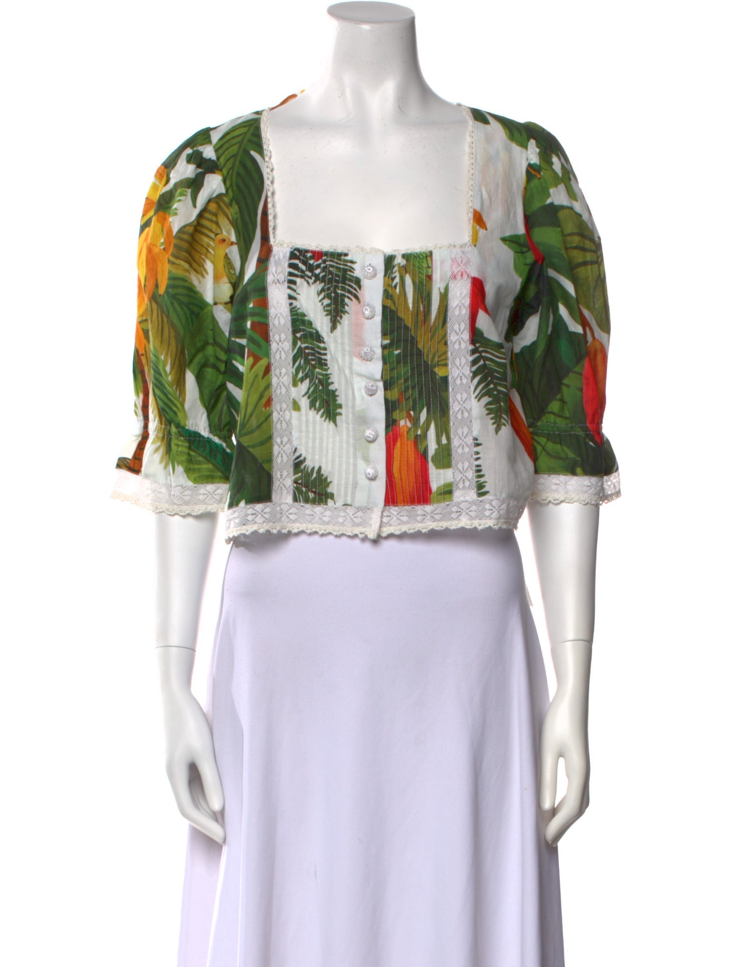 Farm Rio Printed Square Neckline Crop Top