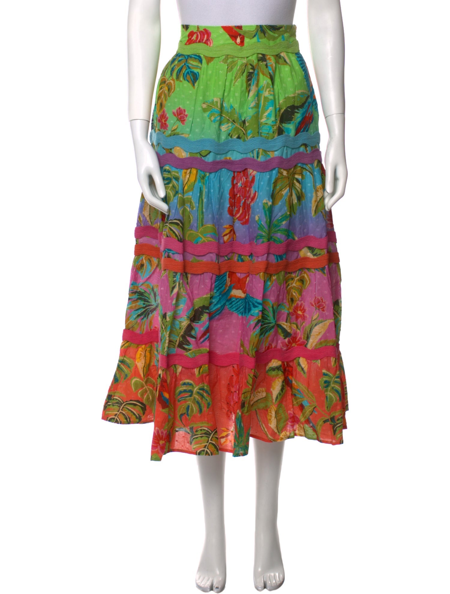 Farm Rio Floral Print Midi Length Skirt w/ Tags