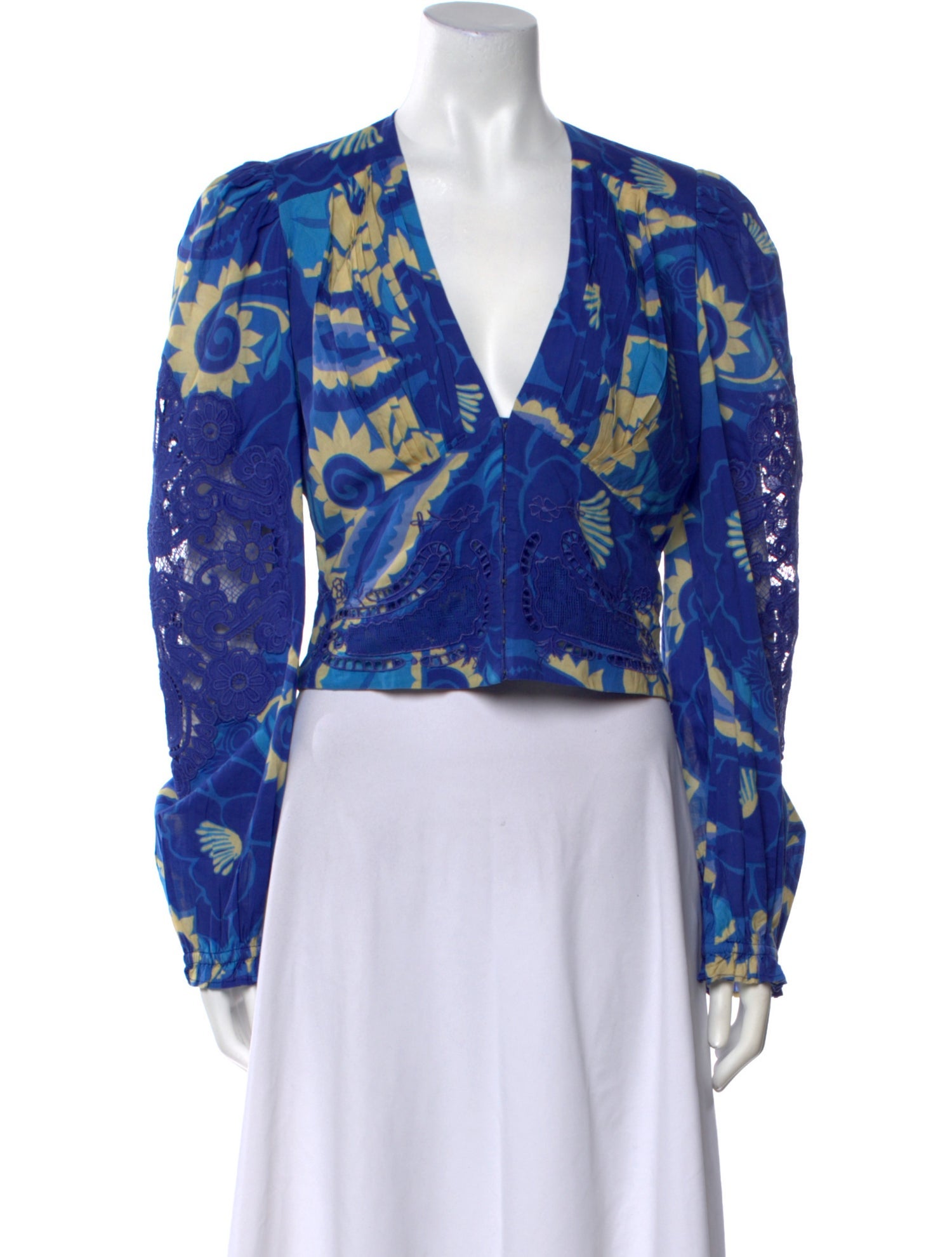 Farm Rio Floral Print V-Neck Crop Top