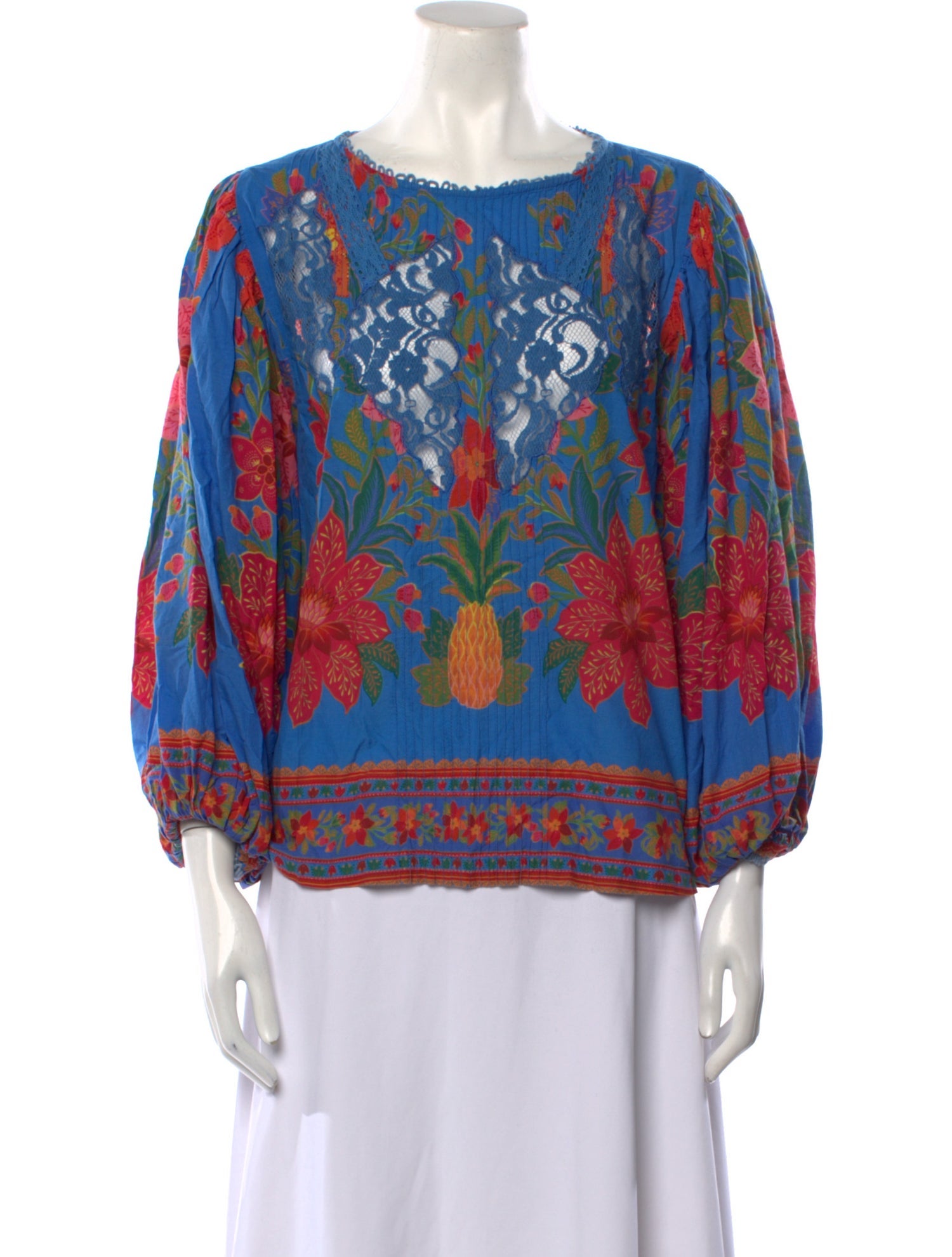 Farm Rio Printed Bateau Neckline Blouse