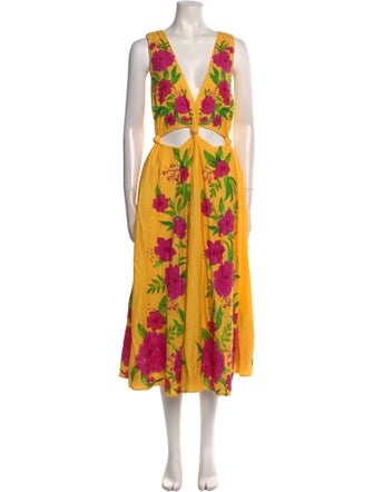 Farm Rio Floral Print Long Dress
