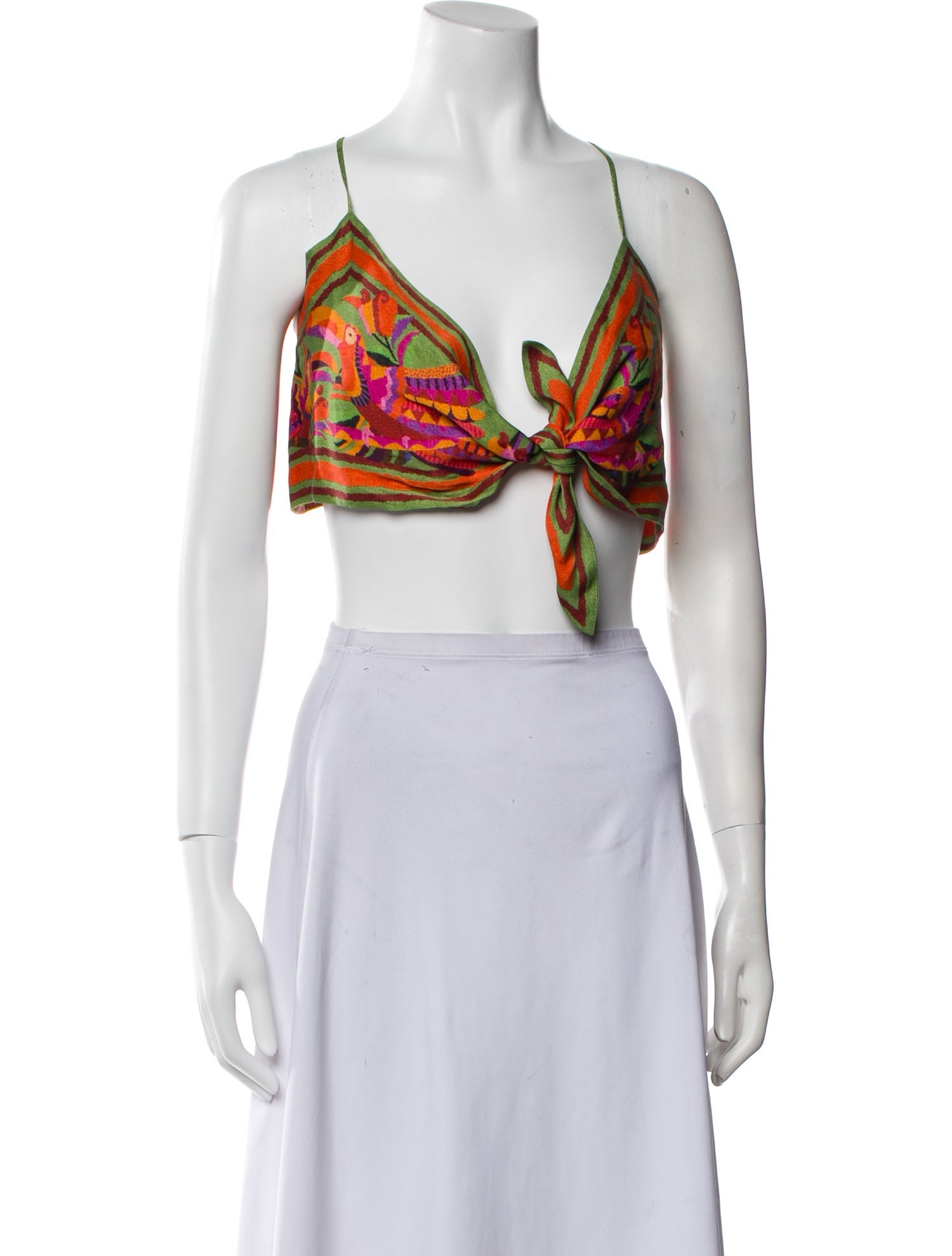 Farm Rio Printed Cowl Neck Crop Top