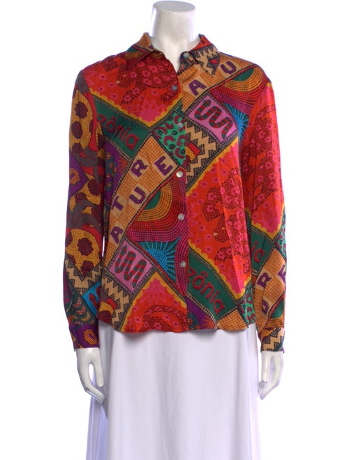 Farm Rio Printed Long Sleeve Button-Up Top
