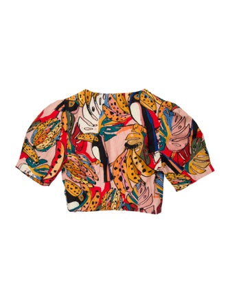 Farm Rio Linen Paisley Print Crop Top