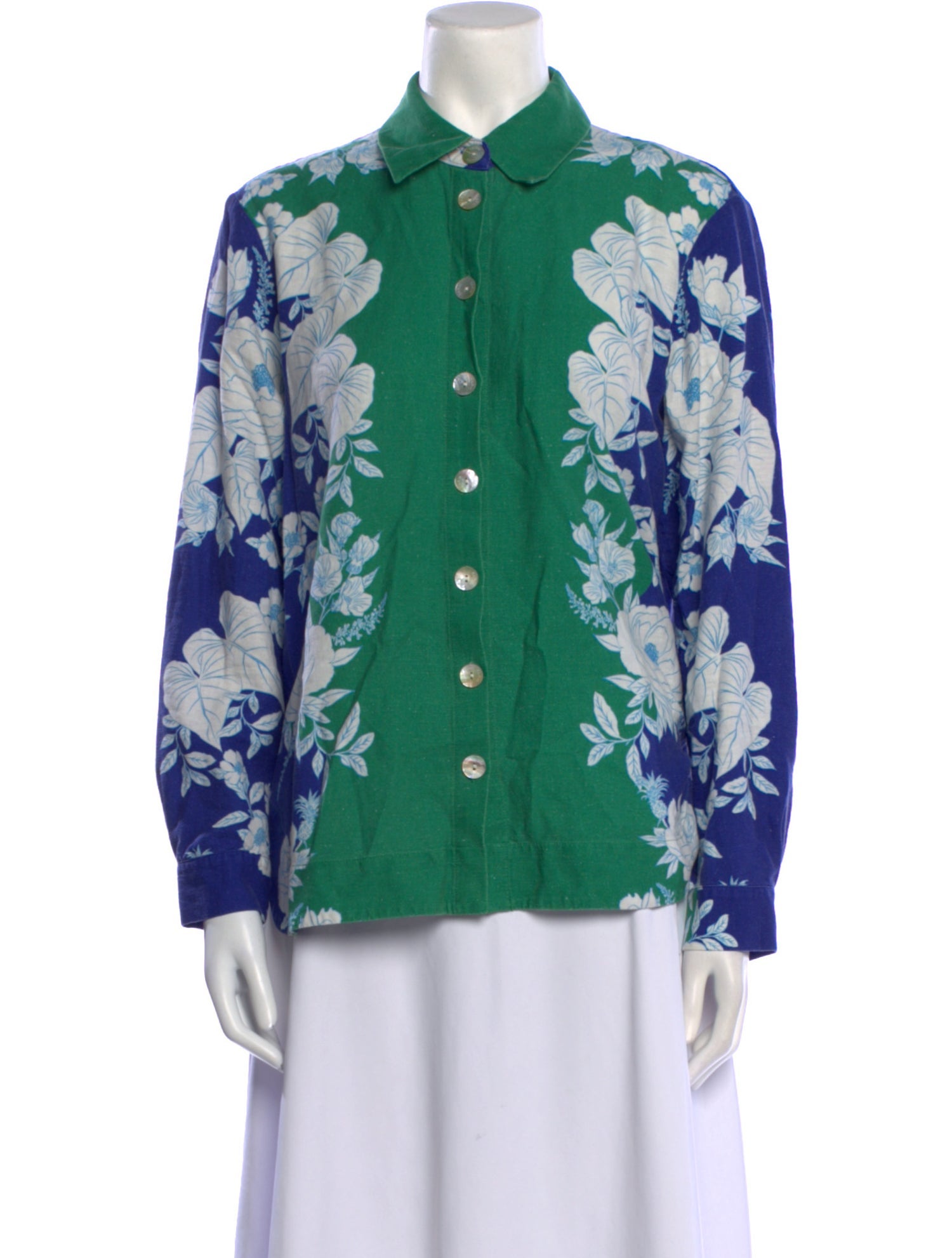 Farm Rio Linen Floral Print Button-Up Top