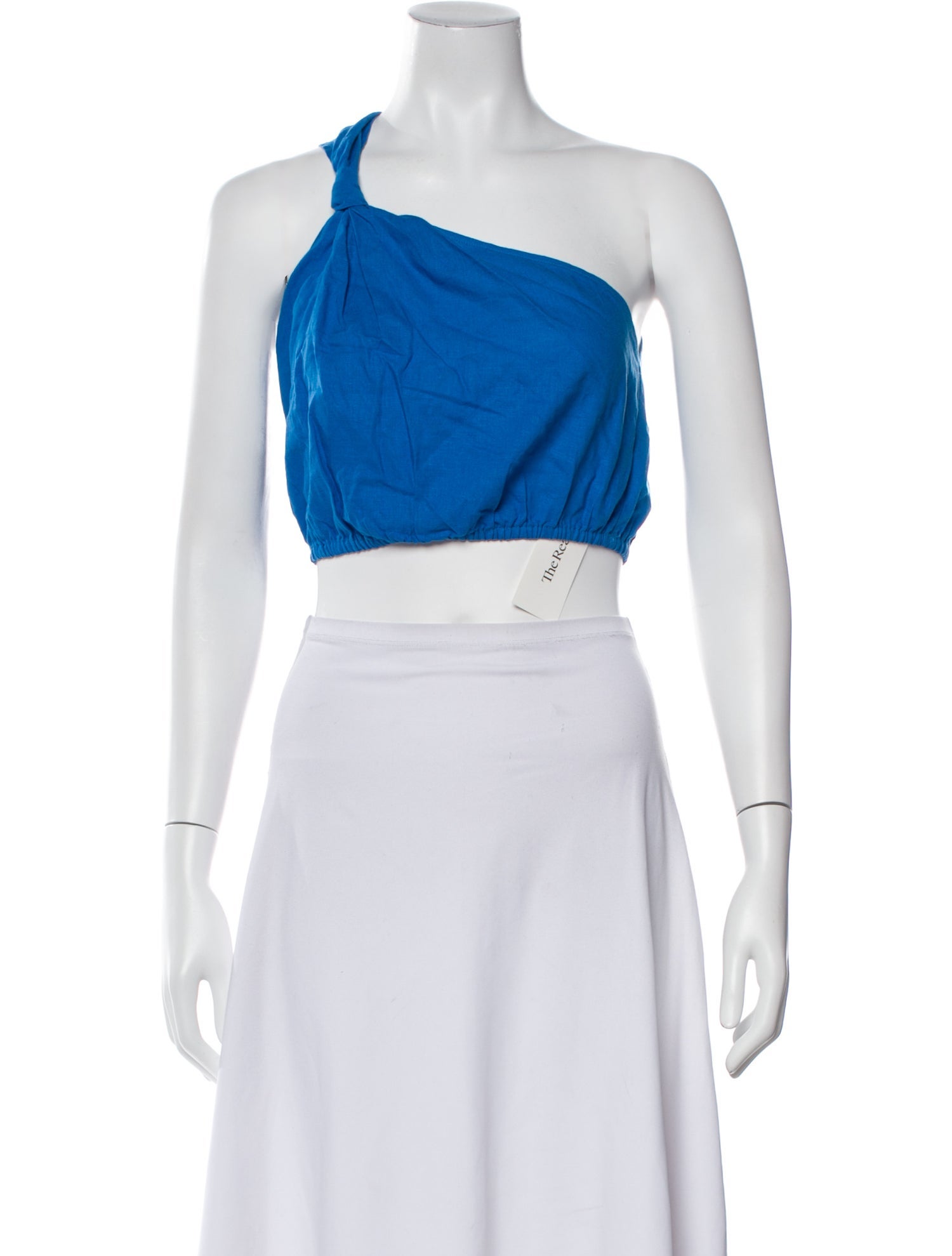 Farm Rio Linen One-Shoulder Crop Top