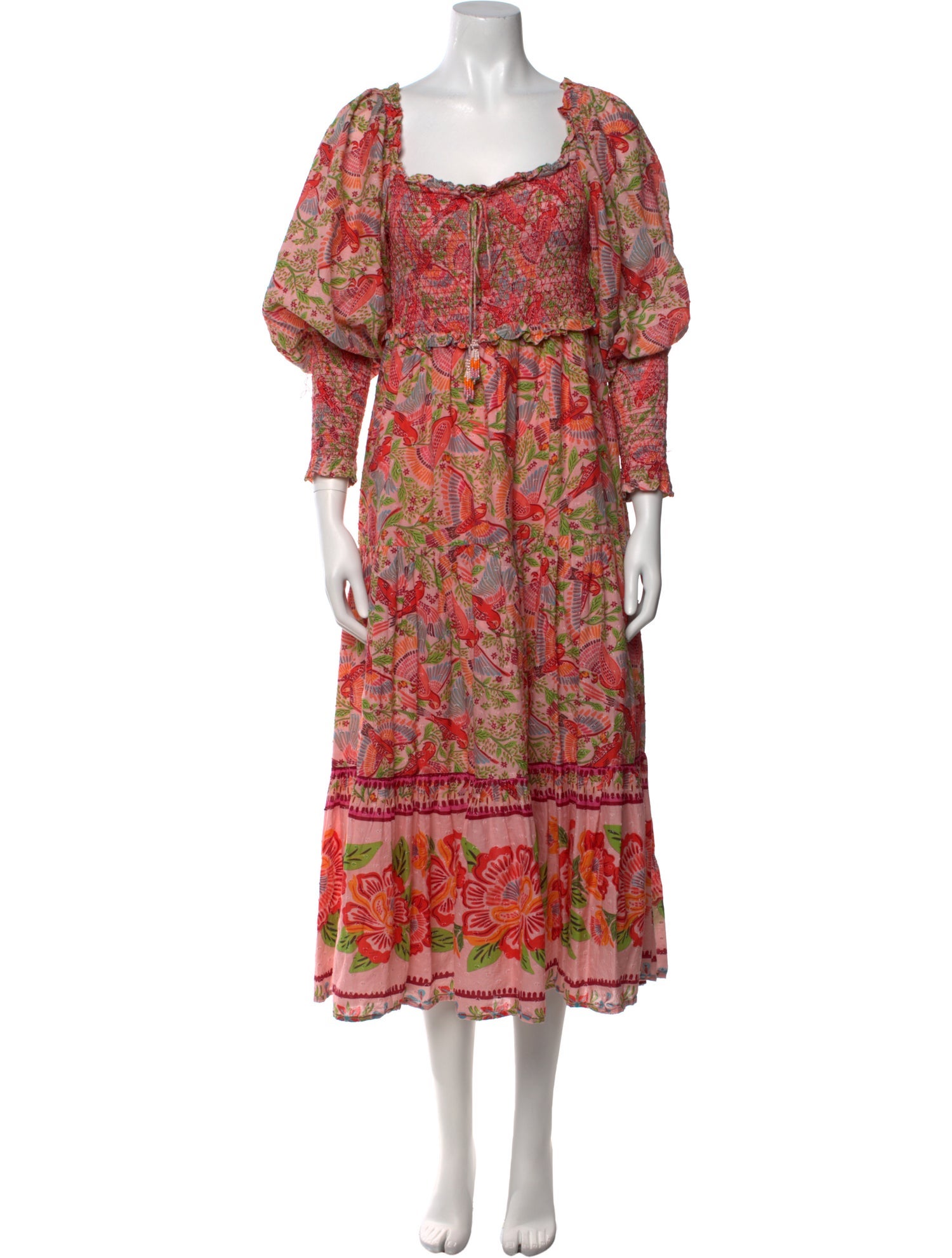 Farm Rio Floral Print Midi Length Dress