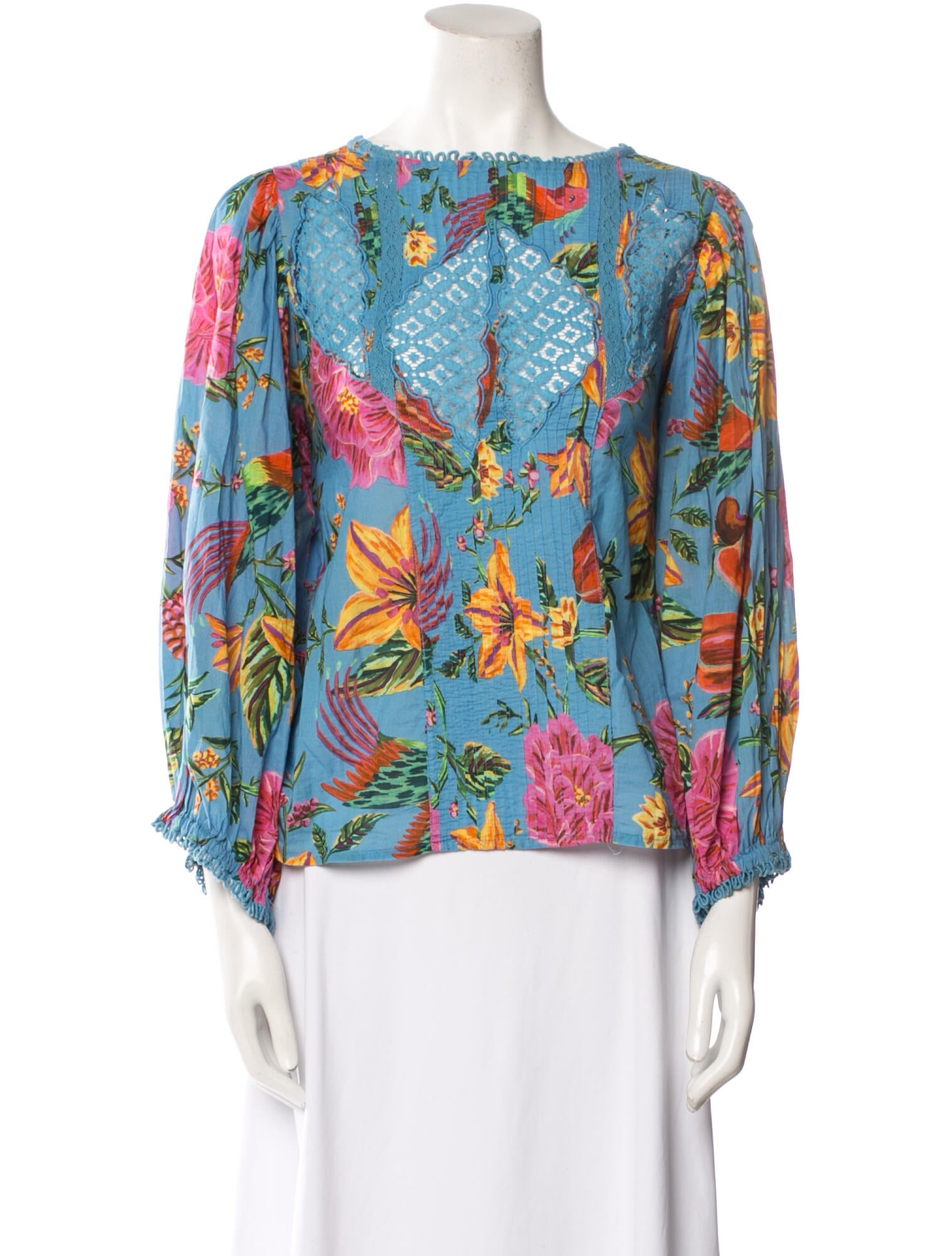Farm Rio Floral Print Bateau Neckline Blouse