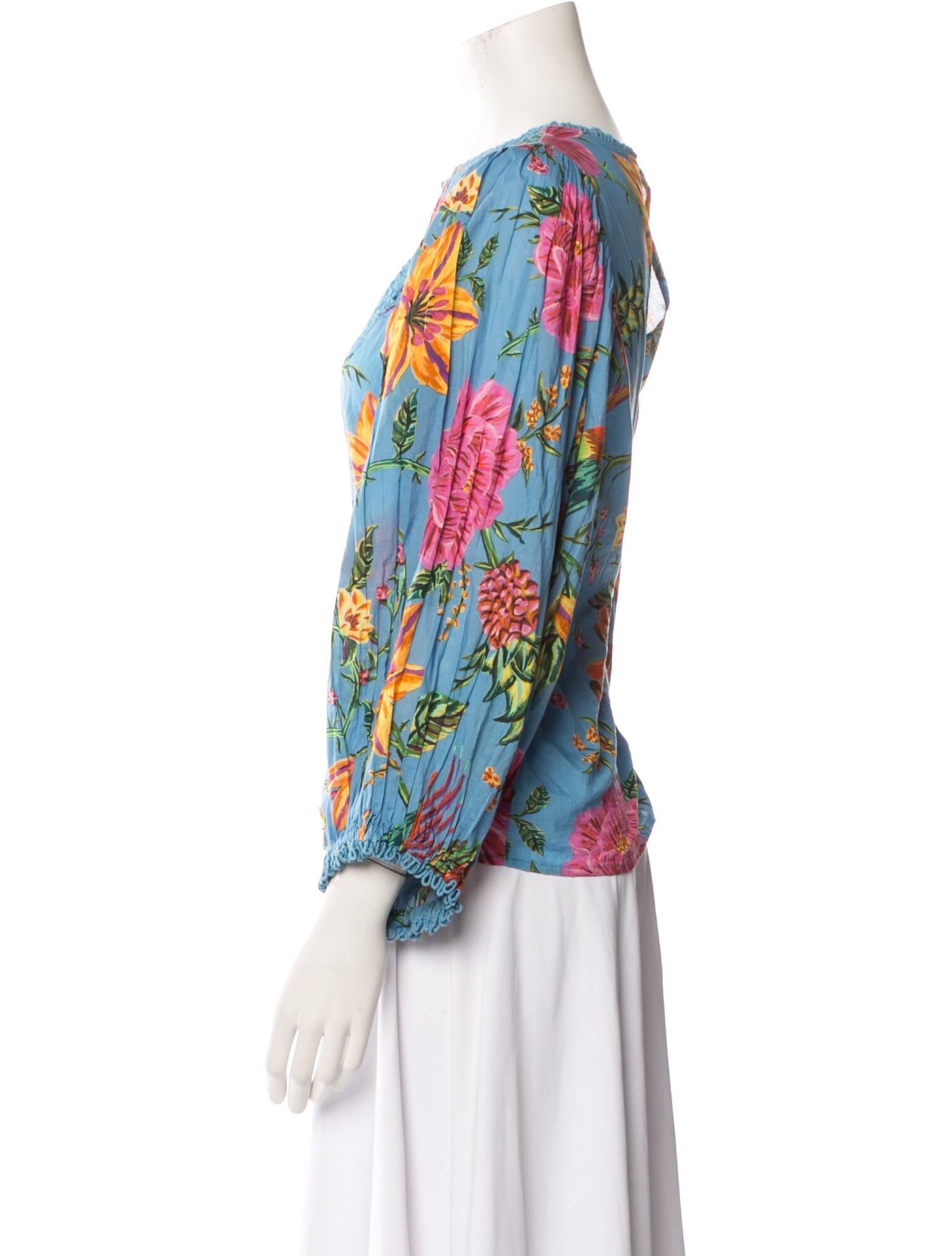 Farm Rio Floral Print Bateau Neckline Blouse