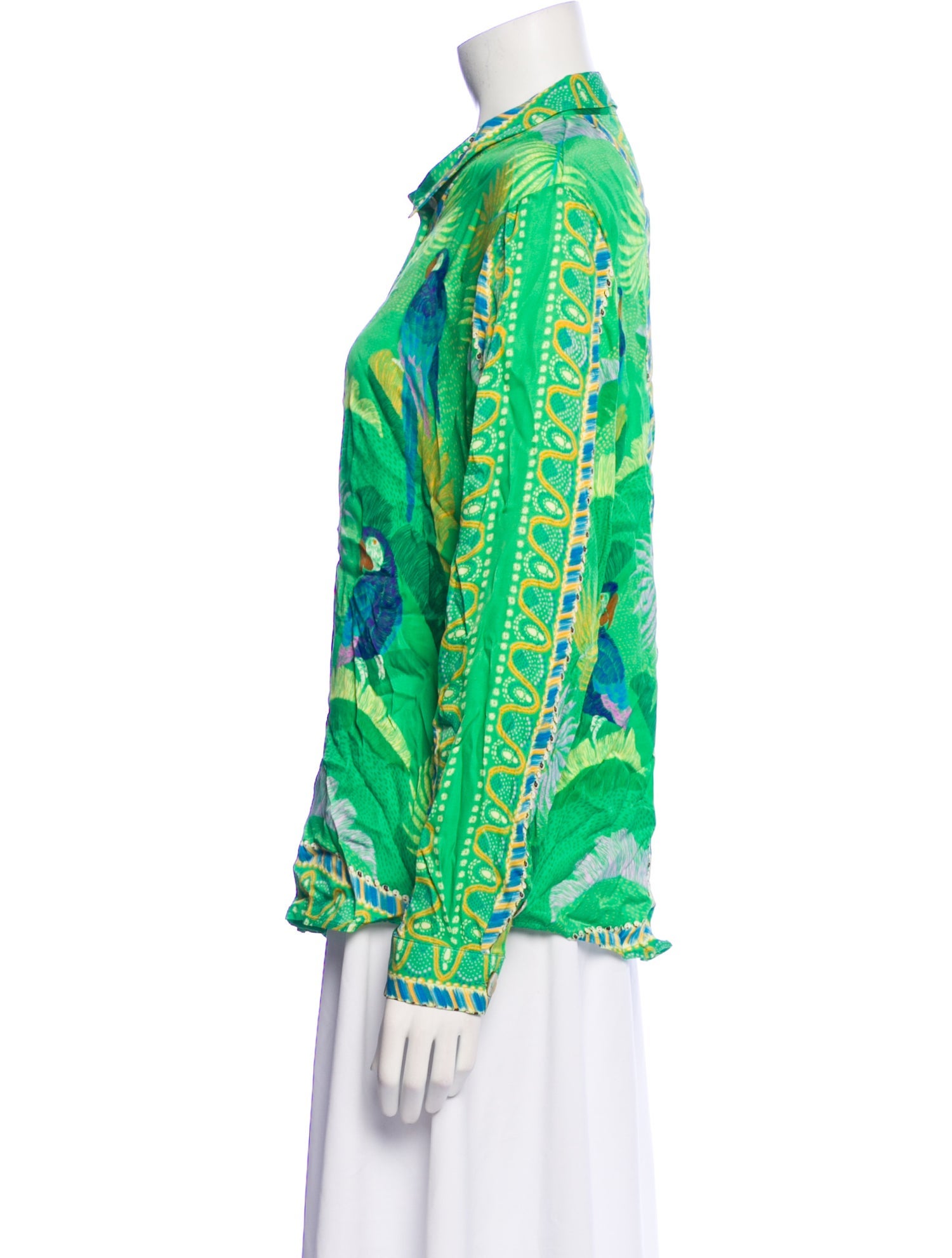 Farm Rio Printed Long Sleeve Button-Up Top