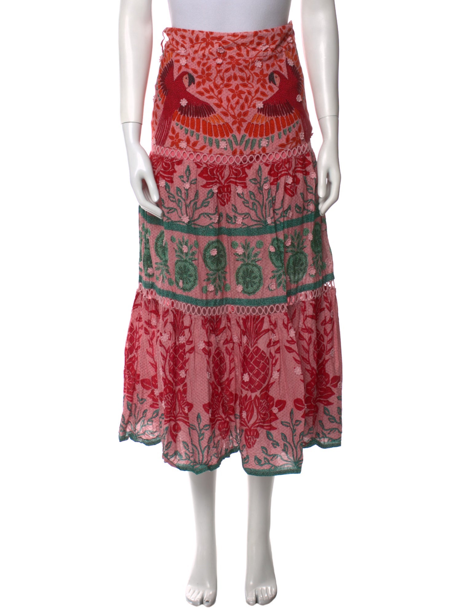 Farm Rio Floral Print Midi Length Skirt