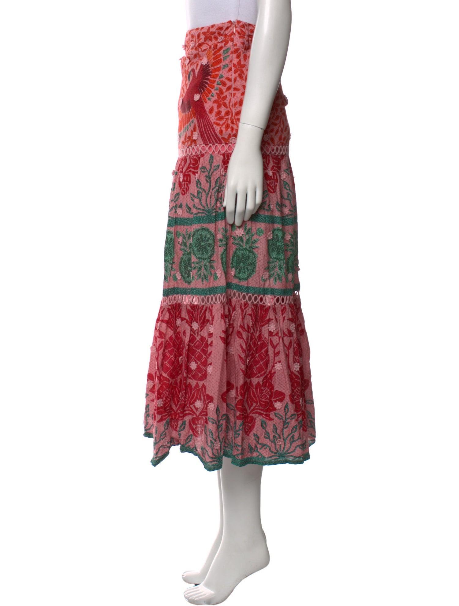 Farm Rio Floral Print Midi Length Skirt