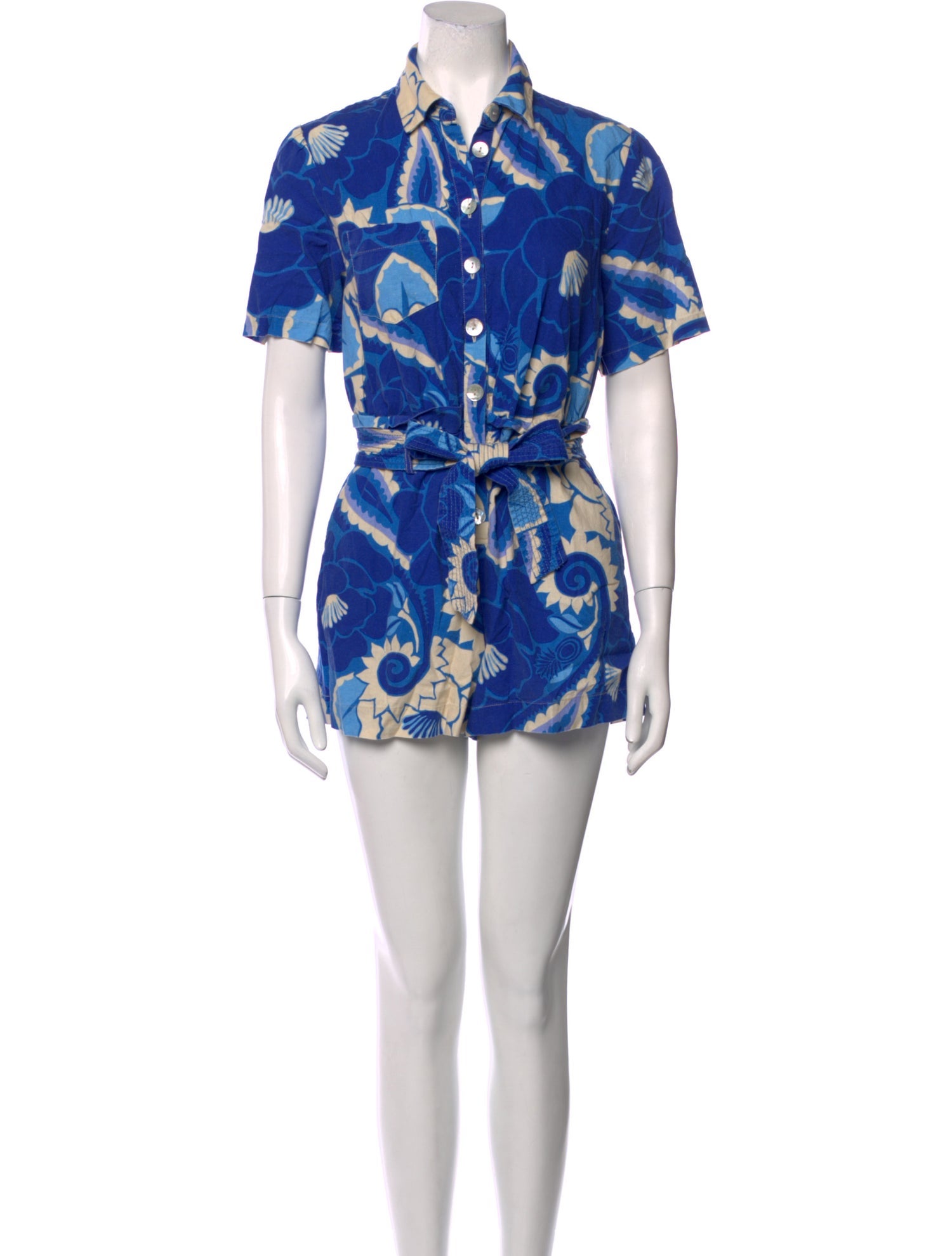 Farm Rio Linen Floral Print Romper