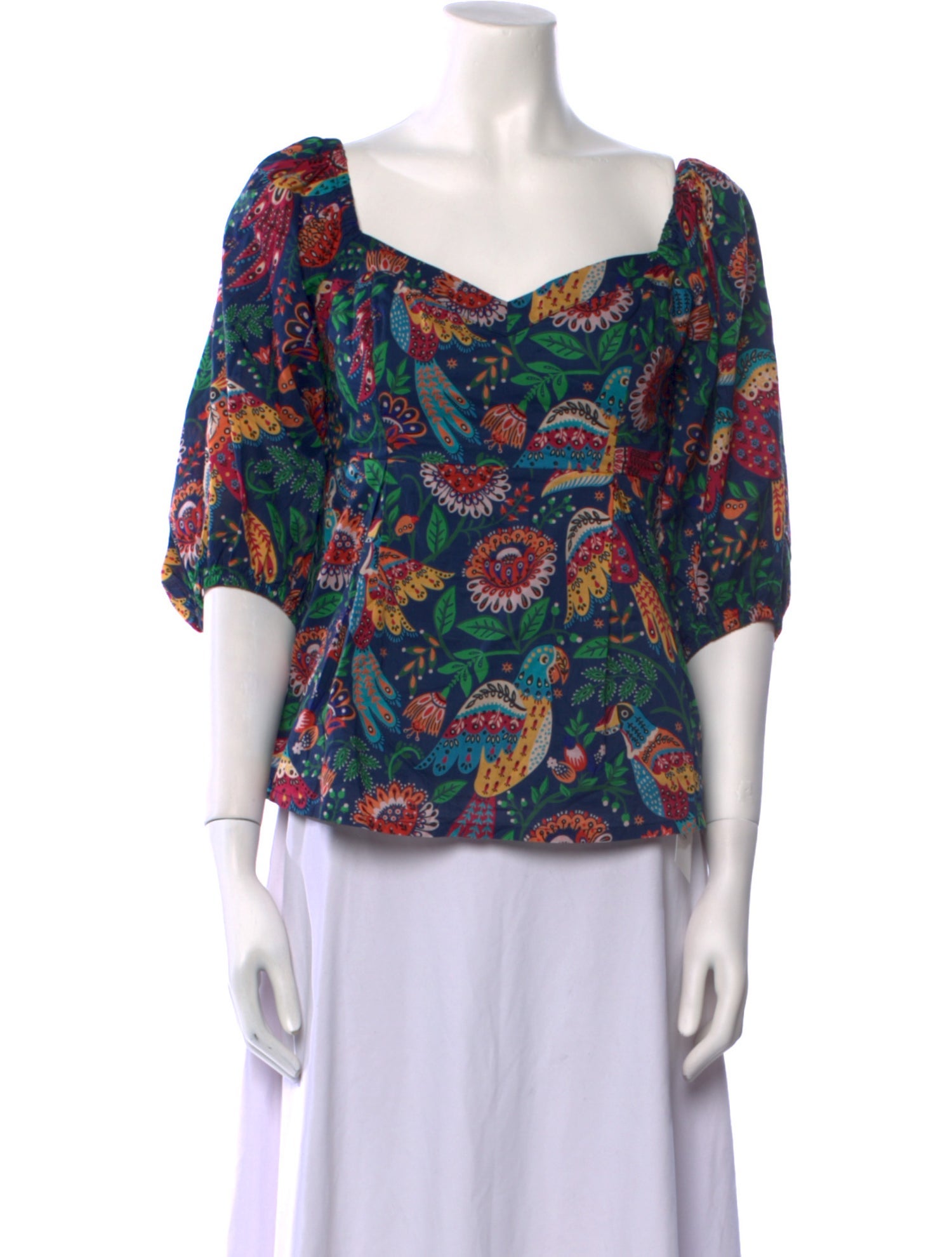 Farm Rio Floral Print Cowl Neck Blouse
