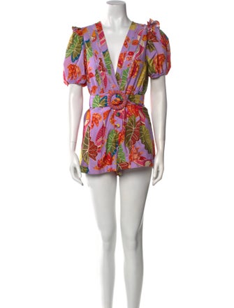 Farm Rio Floral Print V-Neck Romper