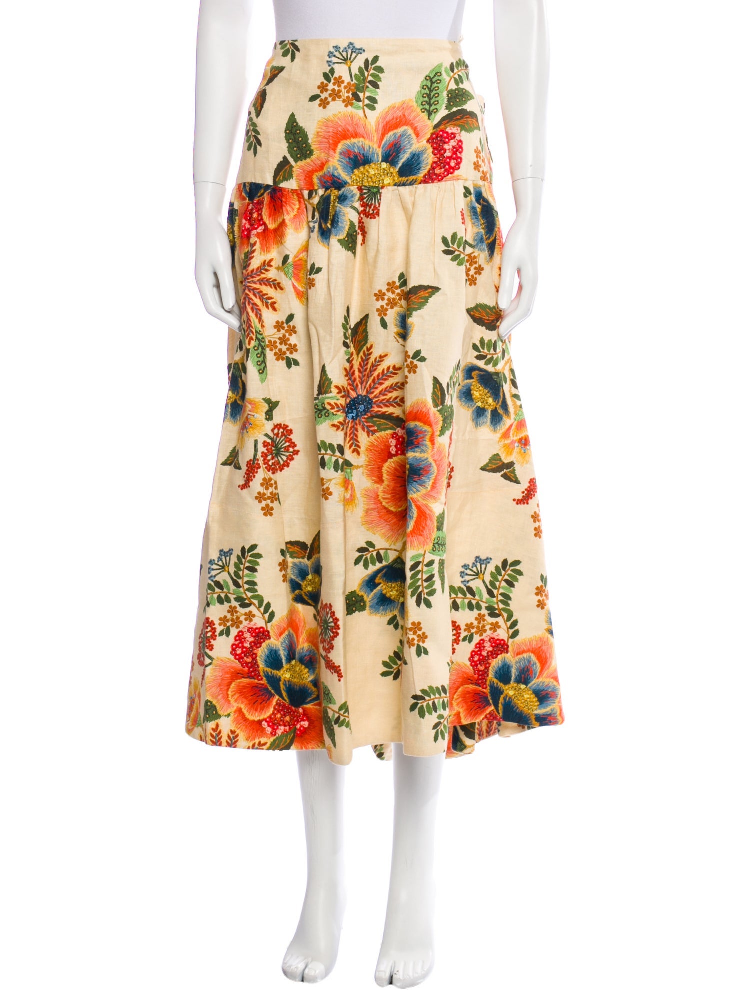 Farm Rio Linen Midi Length Skirt