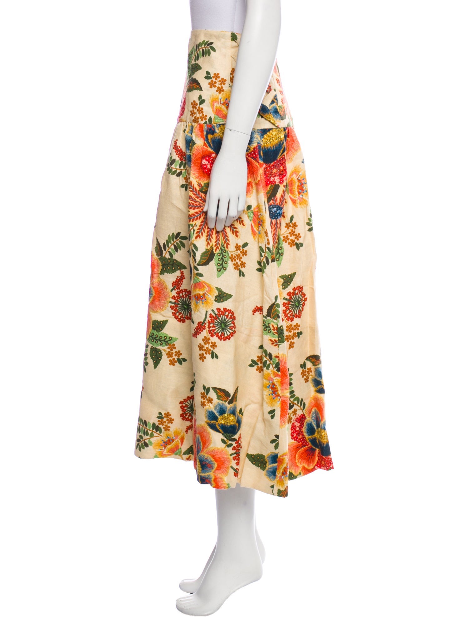 Farm Rio Linen Midi Length Skirt