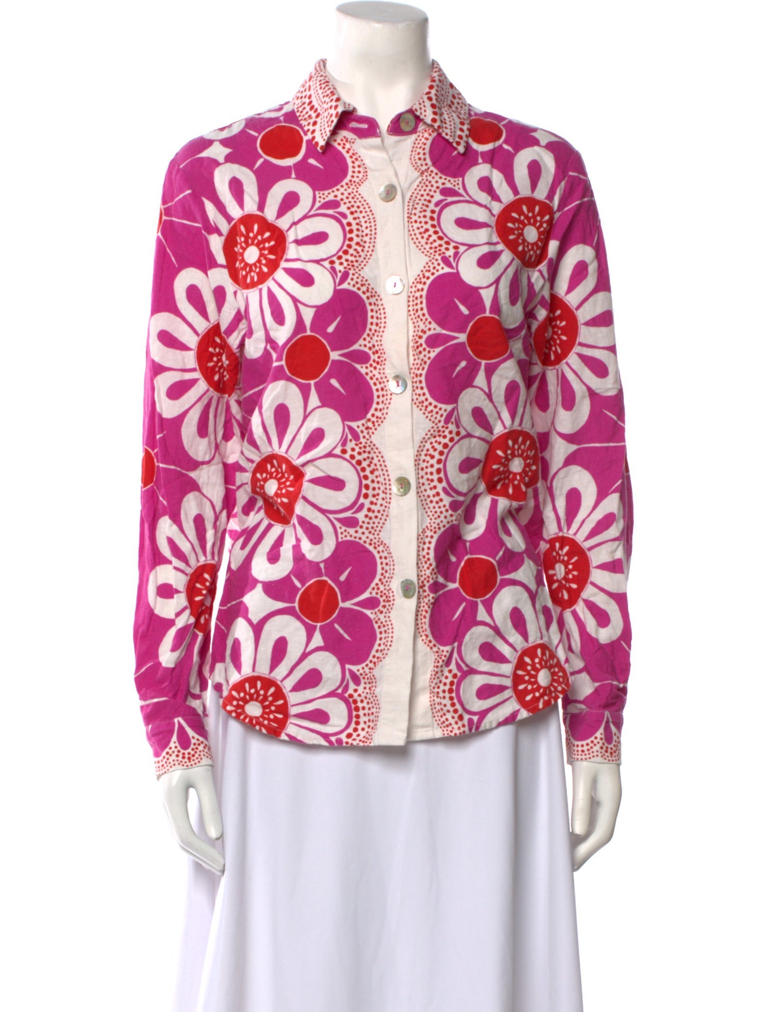 Farm Rio Linen Printed Button-Up Top