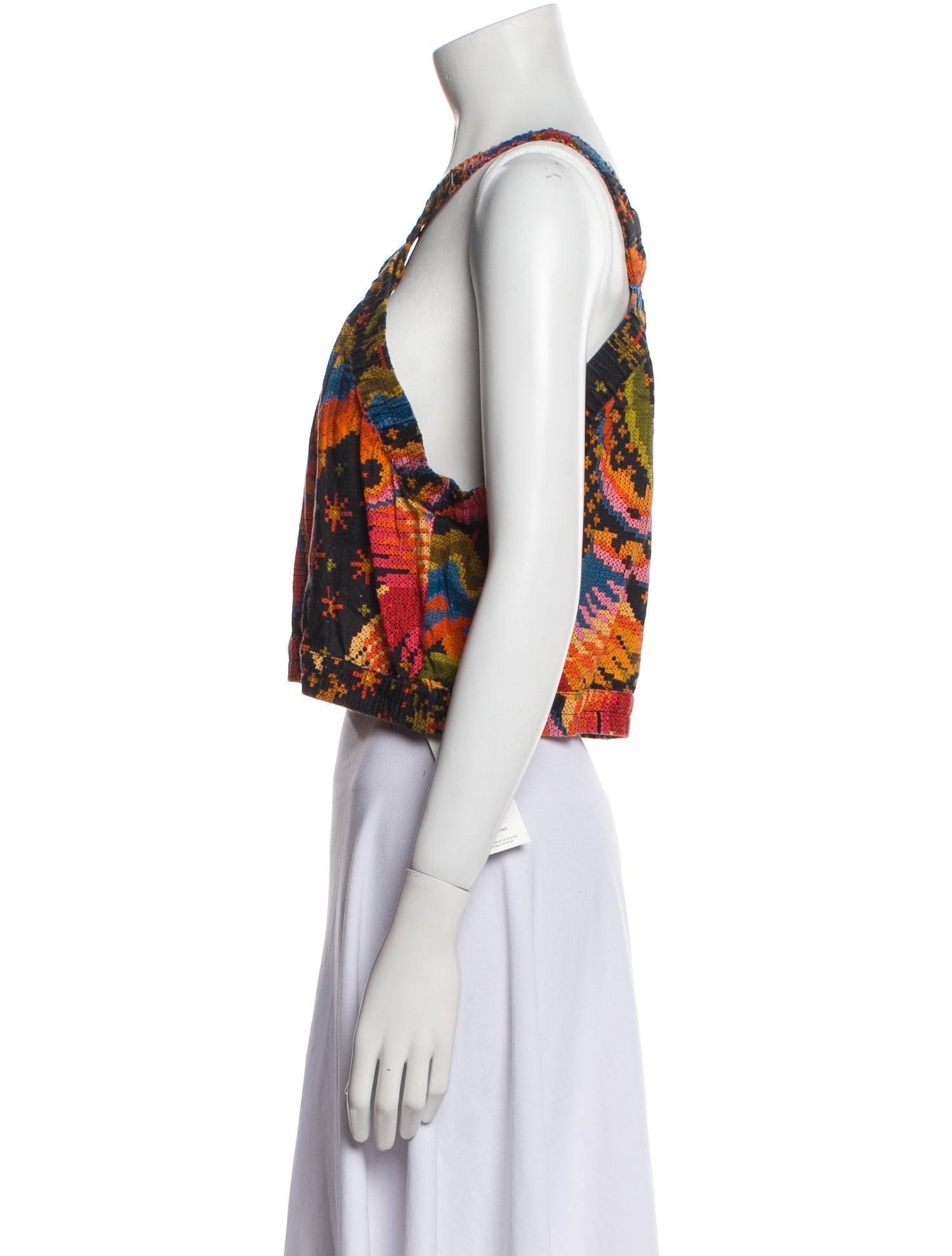Farm Rio Floral Print One-Shoulder Crop Top