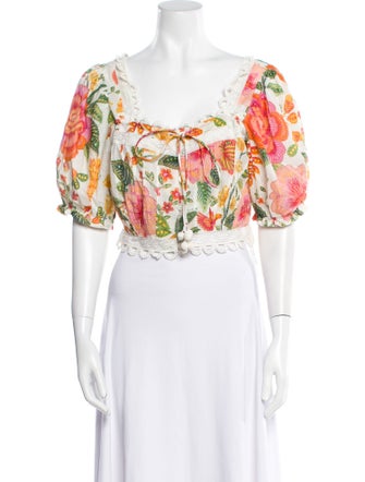 Farm Rio Floral Print Square Neckline Crop Top
