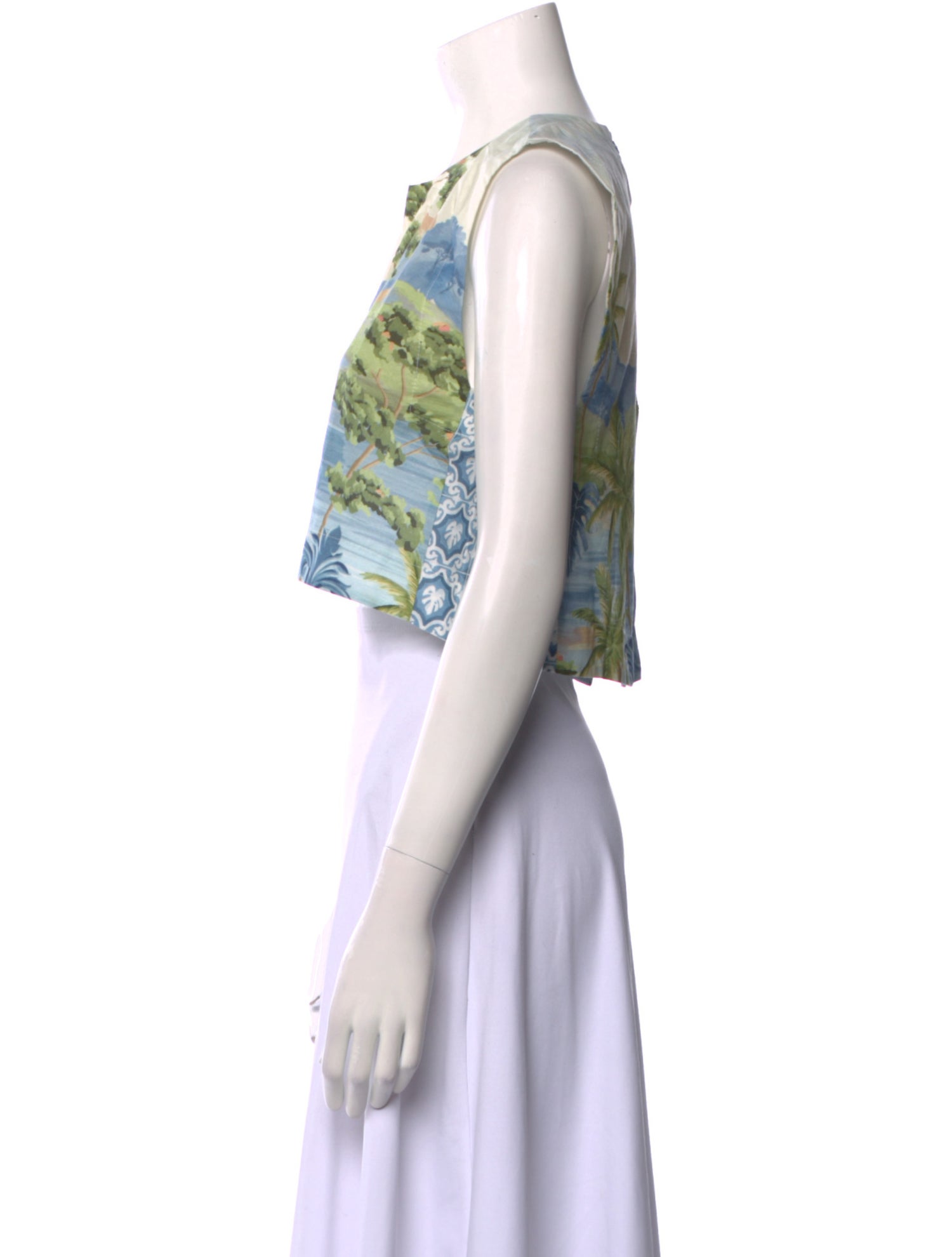 Farm Rio Printed Crew Neck Crop Top