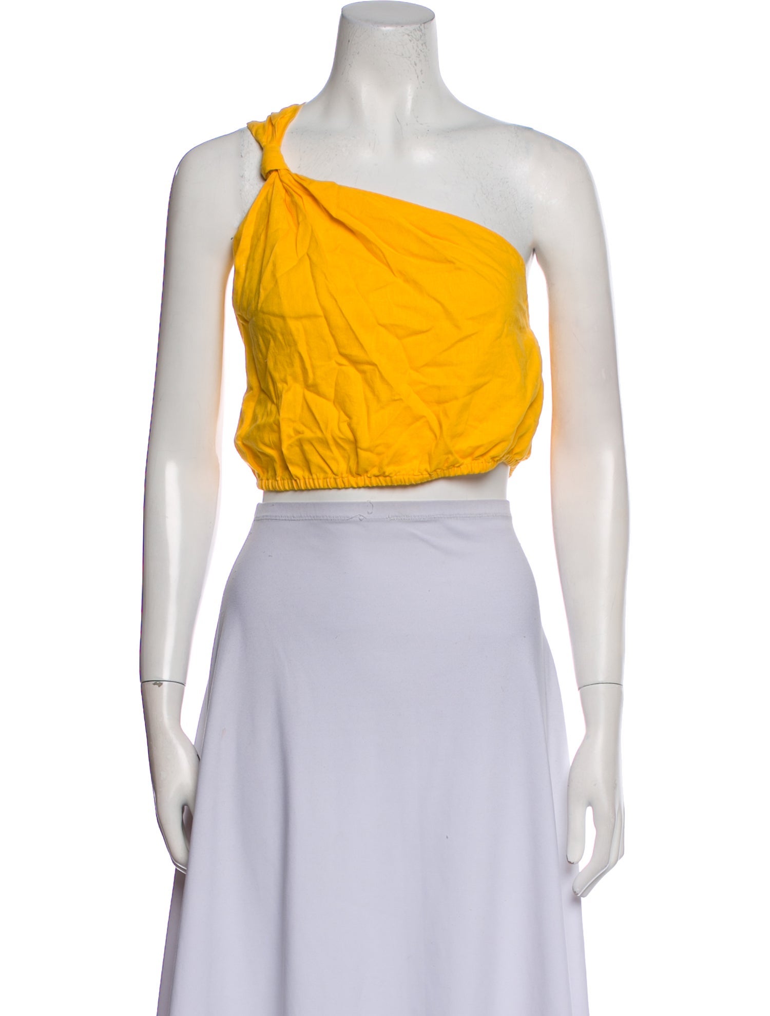 Farm Rio Linen One-Shoulder Crop Top