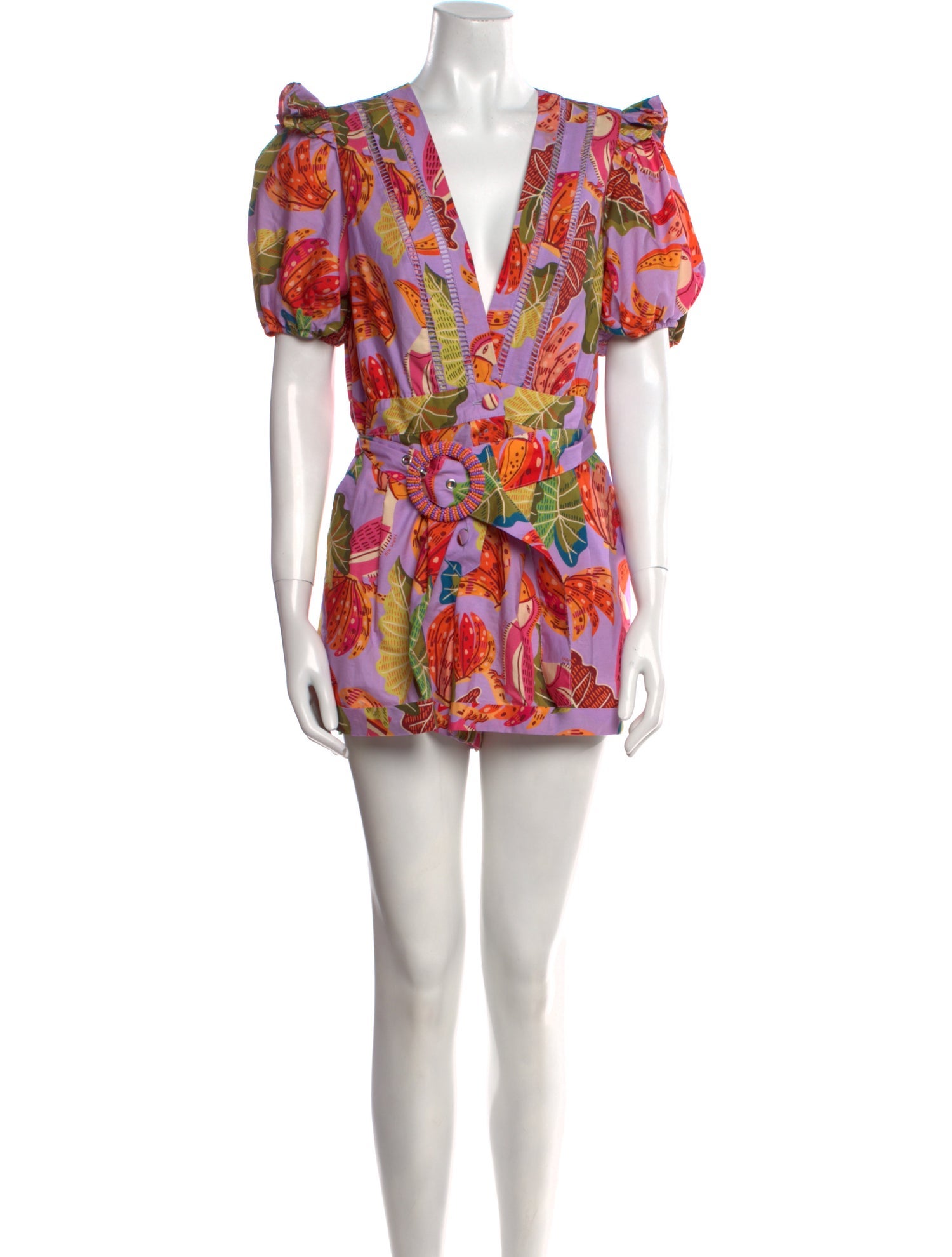 Farm Rio Printed V-Neck Romper