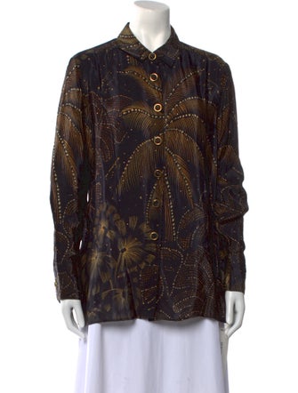 Farm Rio Printed Long Sleeve Button-Up Top