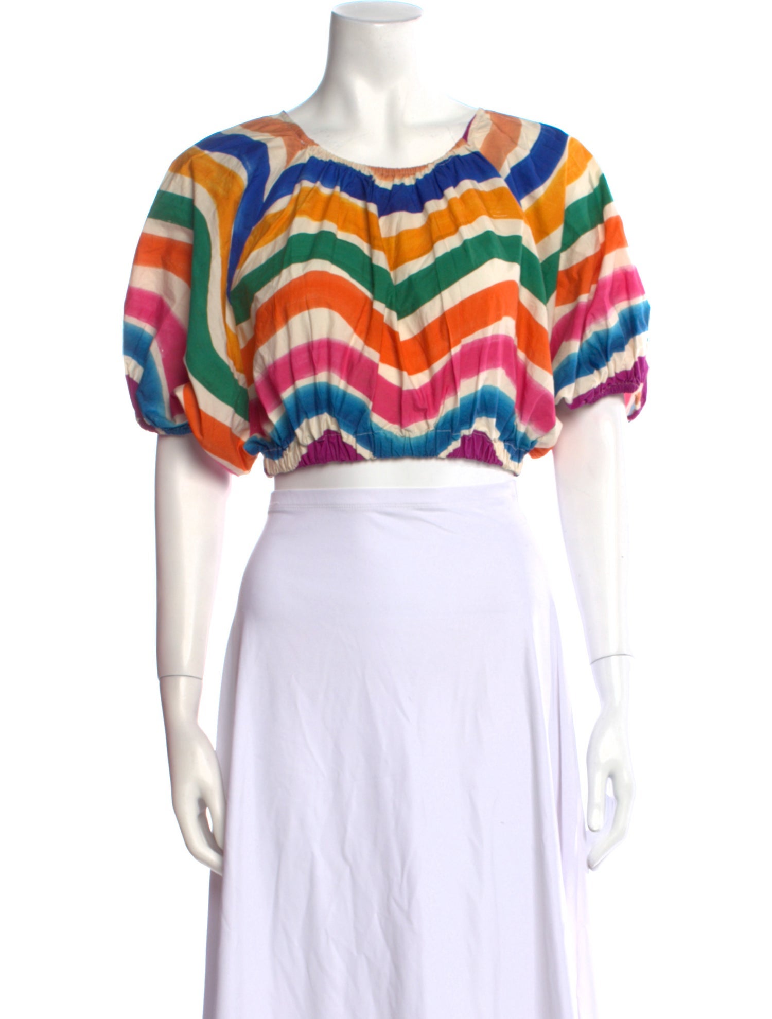 Farm Rio Striped Bateau Neckline Crop Top