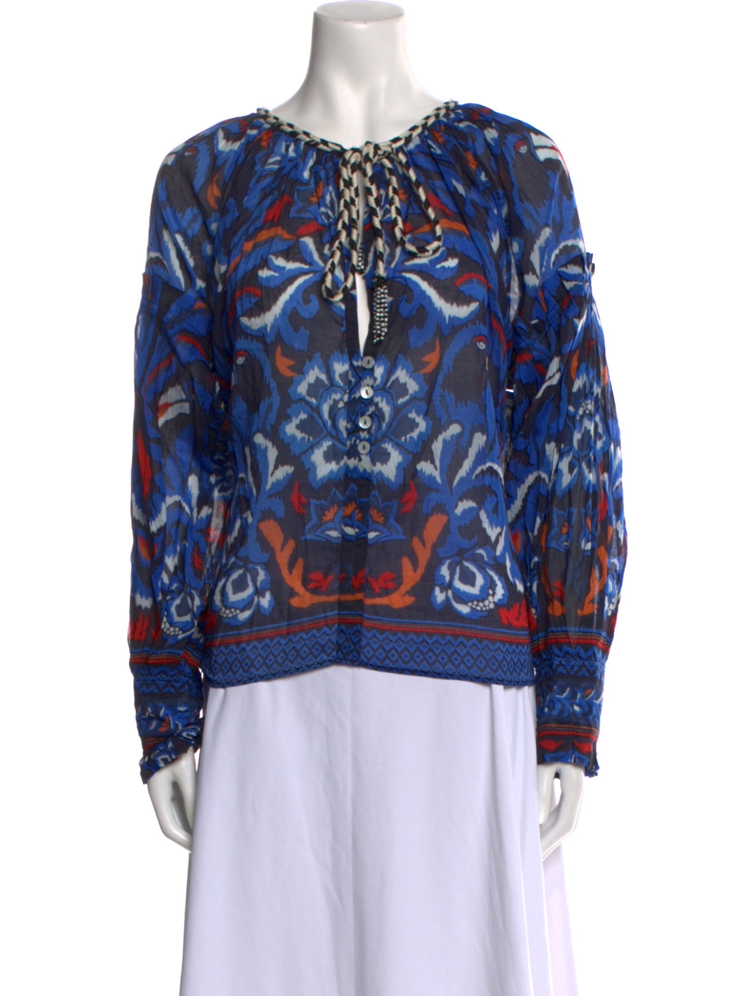 Farm Rio Printed Bateau Neckline Blouse