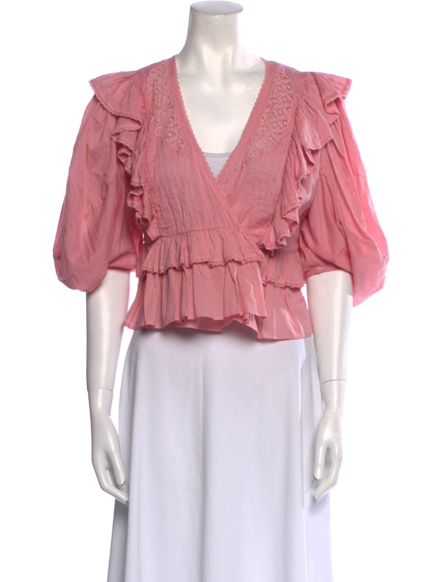 Farm Rio V-Neck Three-Quarter Sleeve Crop Top