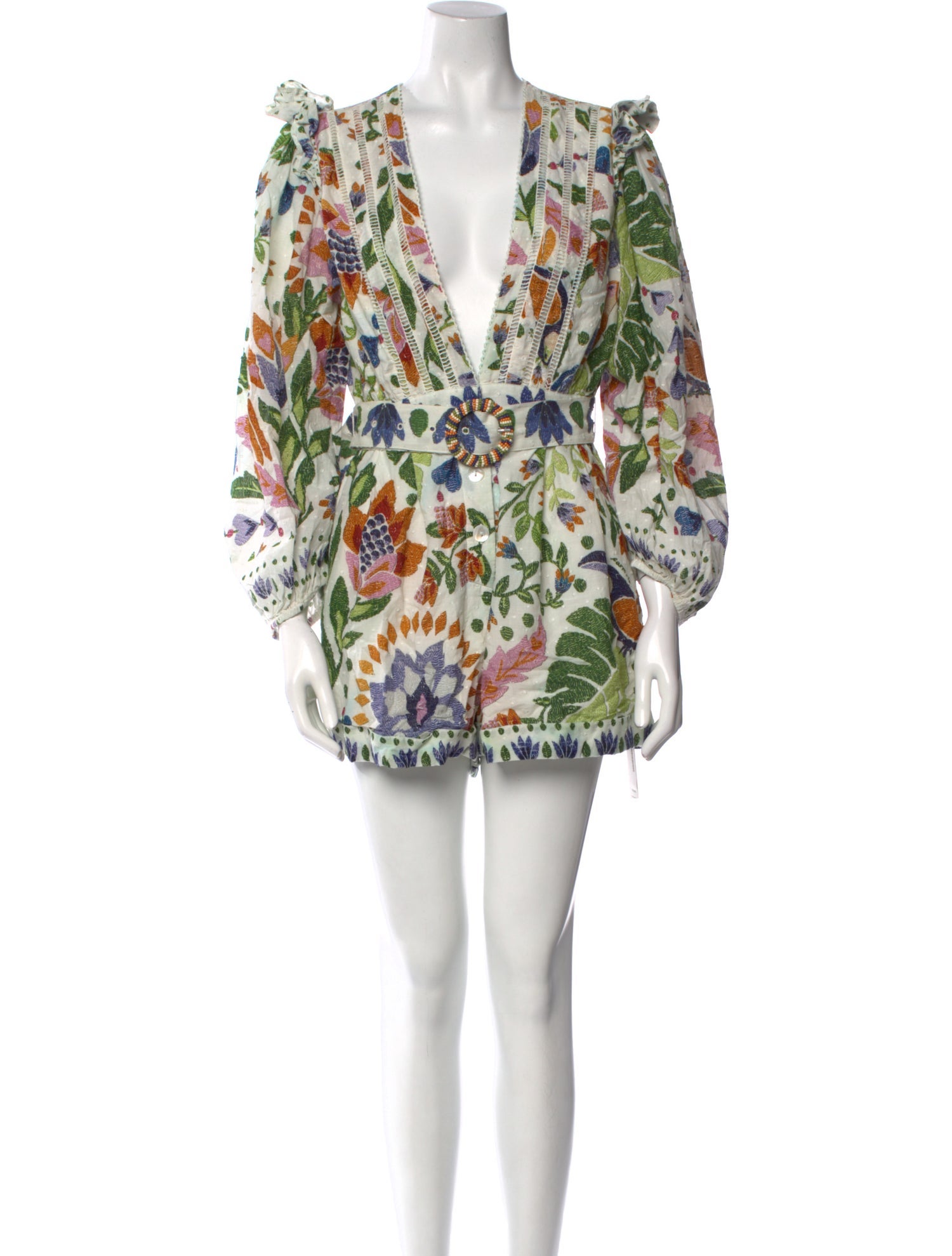 Farm Rio Linen Floral Print Romper