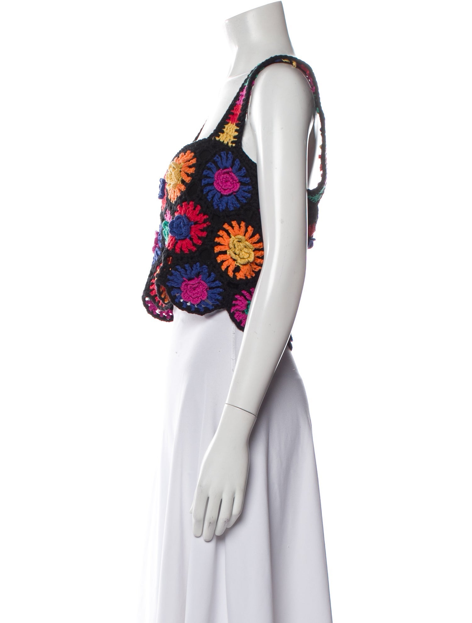 Farm Rio Crochet Floral Print Crop Top