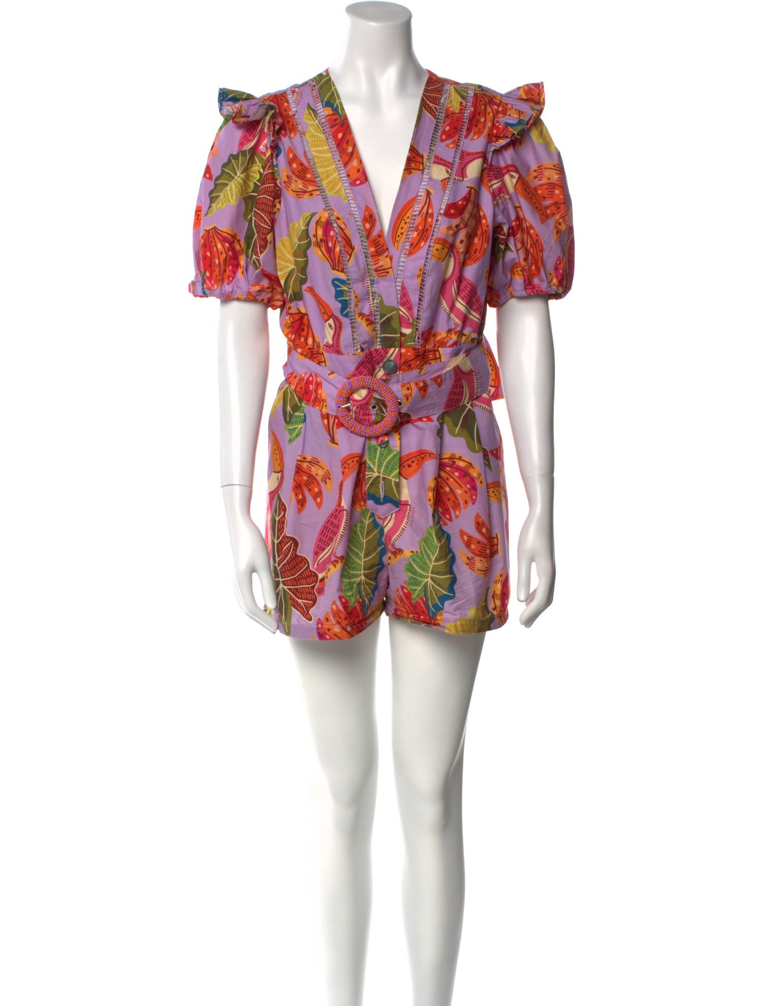 Farm Rio Printed V-Neck Romper