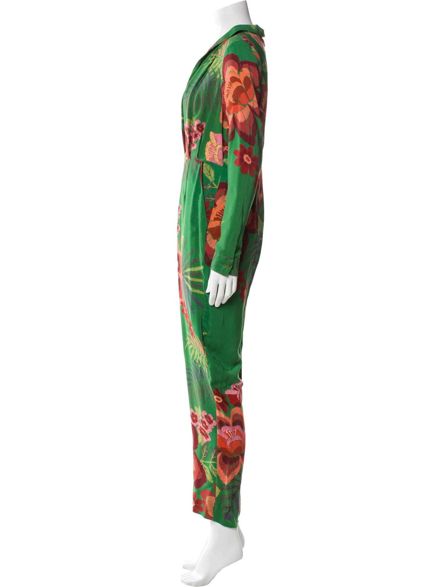 Farm Rio Floral Print Plunge Neckline Jumpsuit w/ Tags