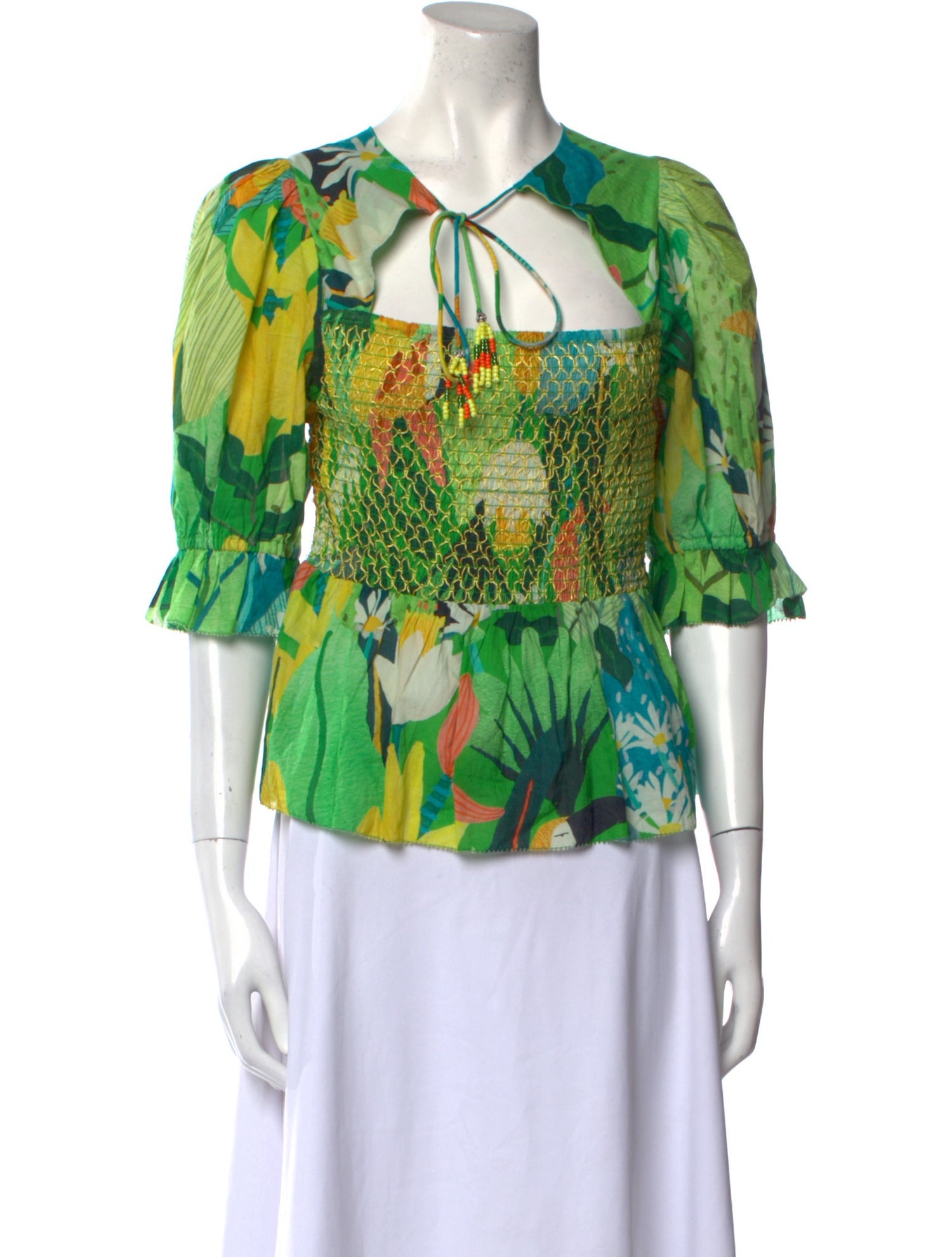 Farm Rio Printed V-Neck Blouse