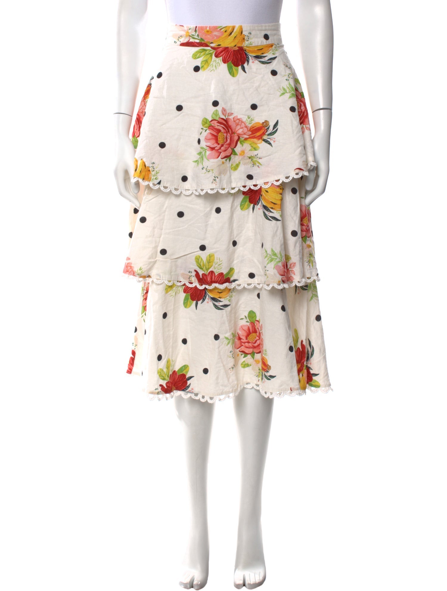 Farm Rio Linen Midi Length Skirt