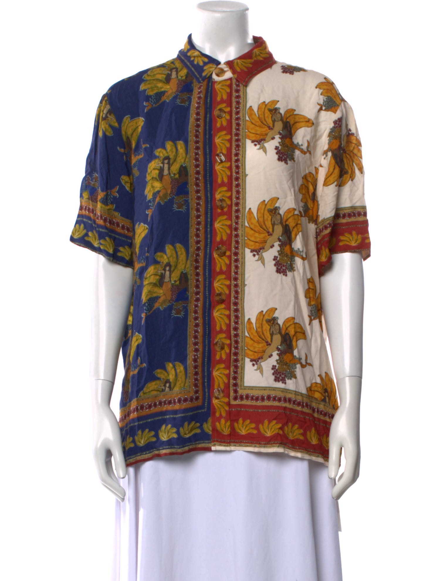 Farm Rio Printed Short Sleeve Button-Up Top