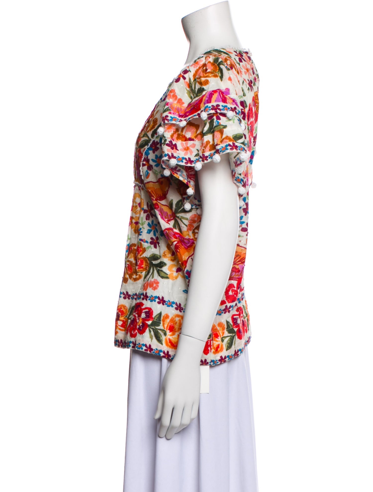 Farm Rio Floral Print Bateau Neckline Blouse