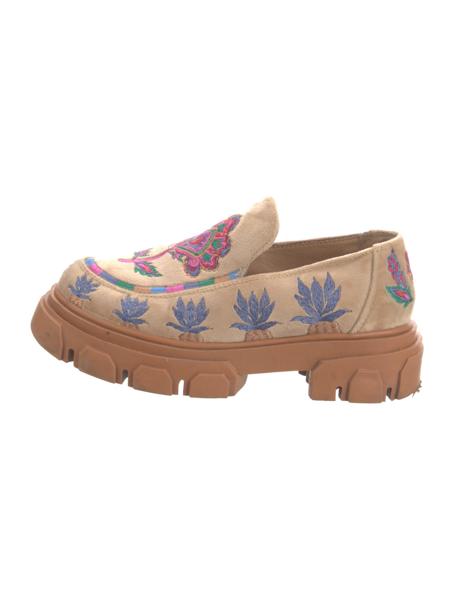 Farm Rio Velvet Floral Print Loafers
