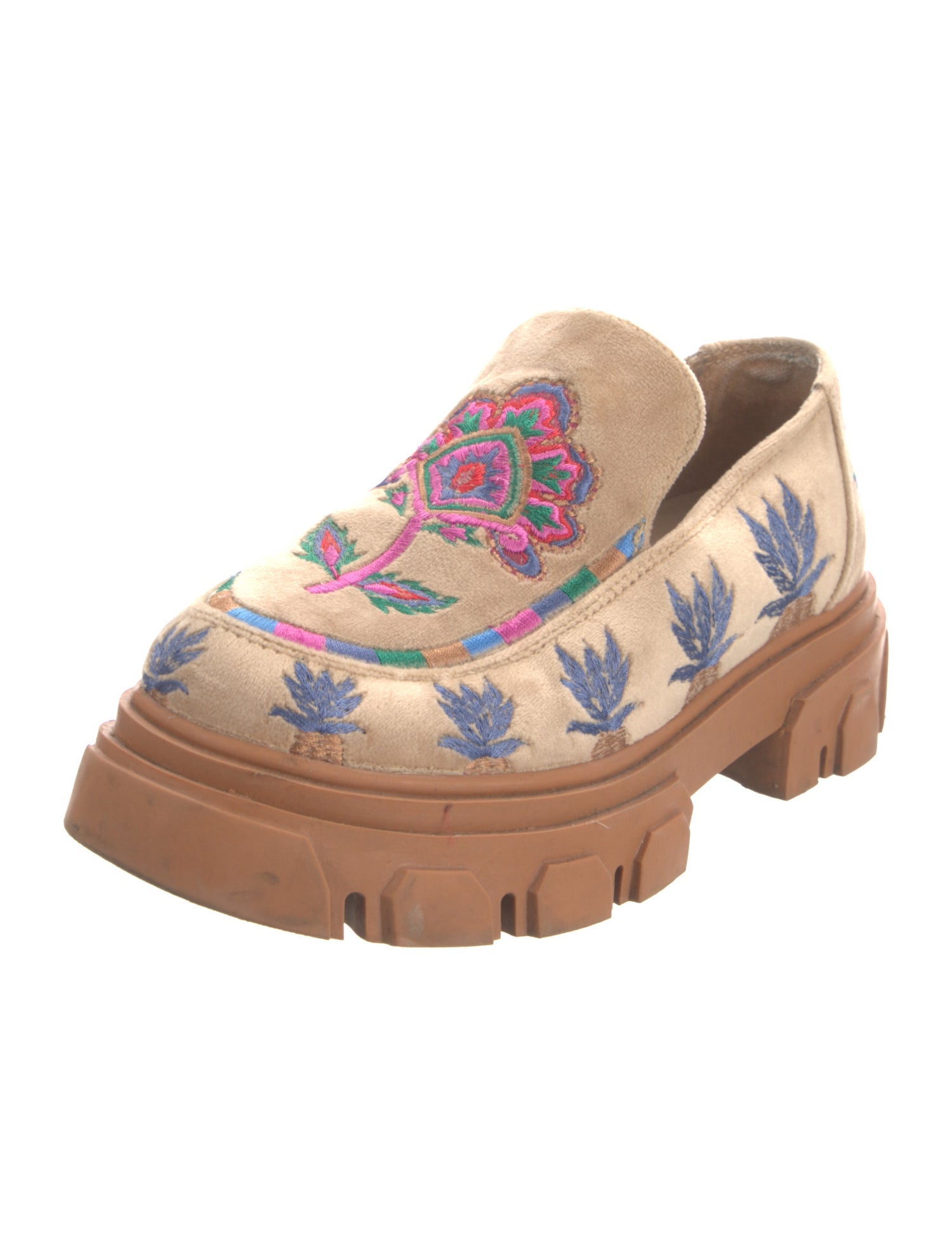 Farm Rio Velvet Floral Print Loafers