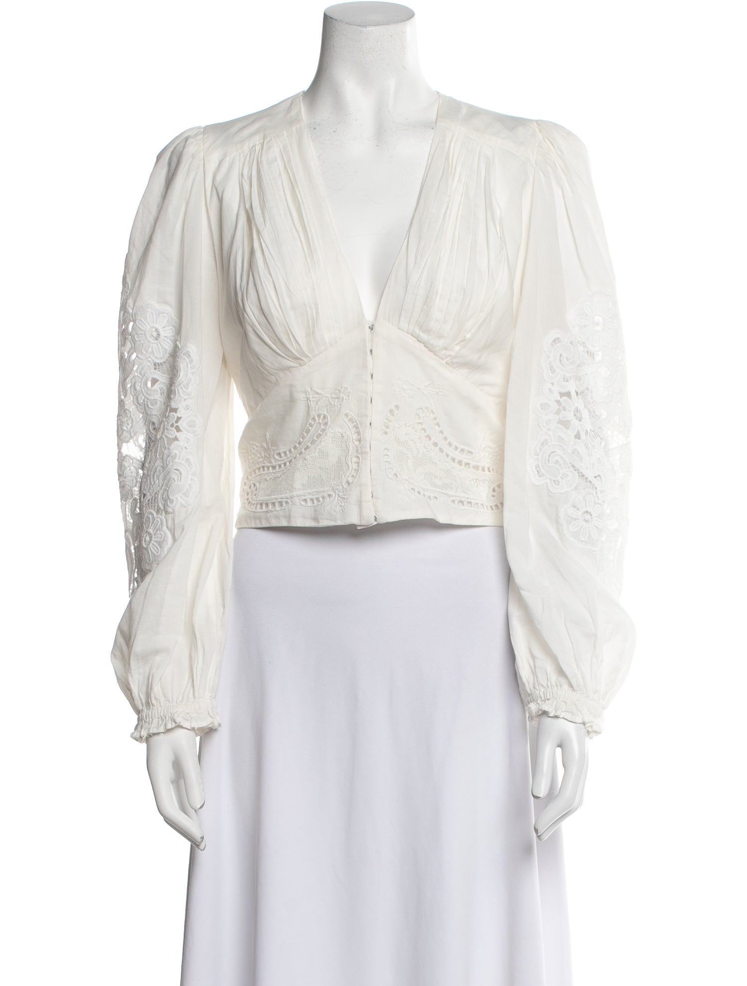 Farm Rio V-Neck Long Sleeve Crop Top