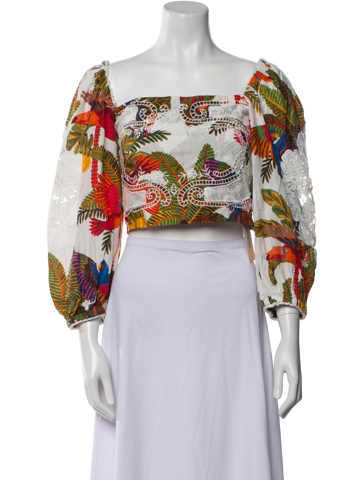 Farm Rio Floral Print Square Neckline Crop Top