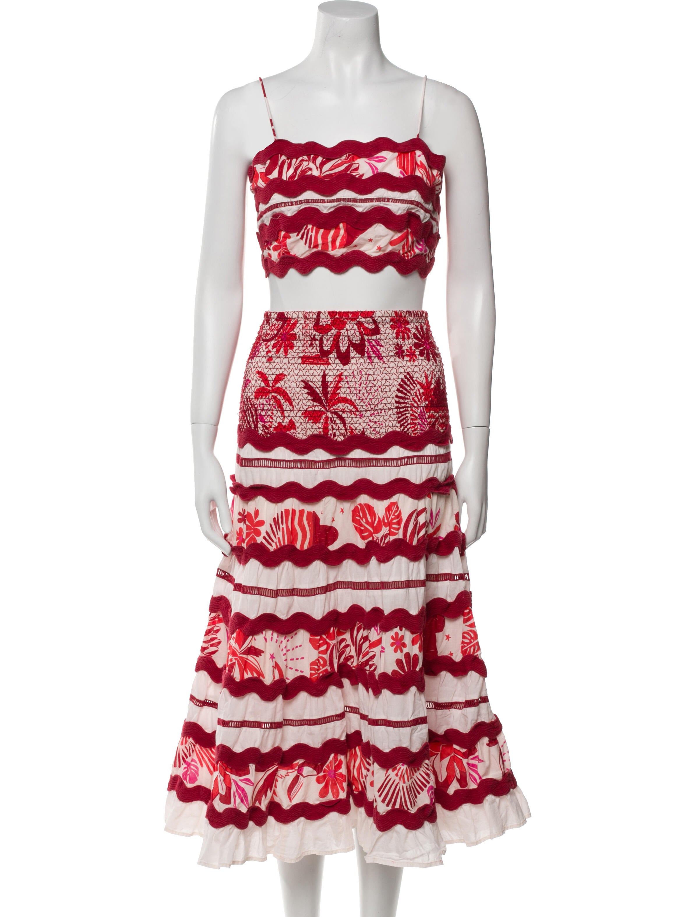 Farm Rio Striped Braided Accents Skirt Set