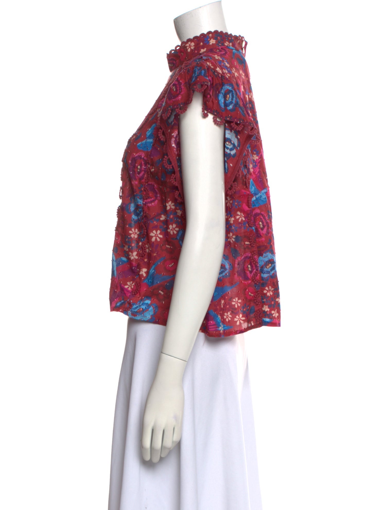 Farm Rio Printed Mock Neck Crop Top