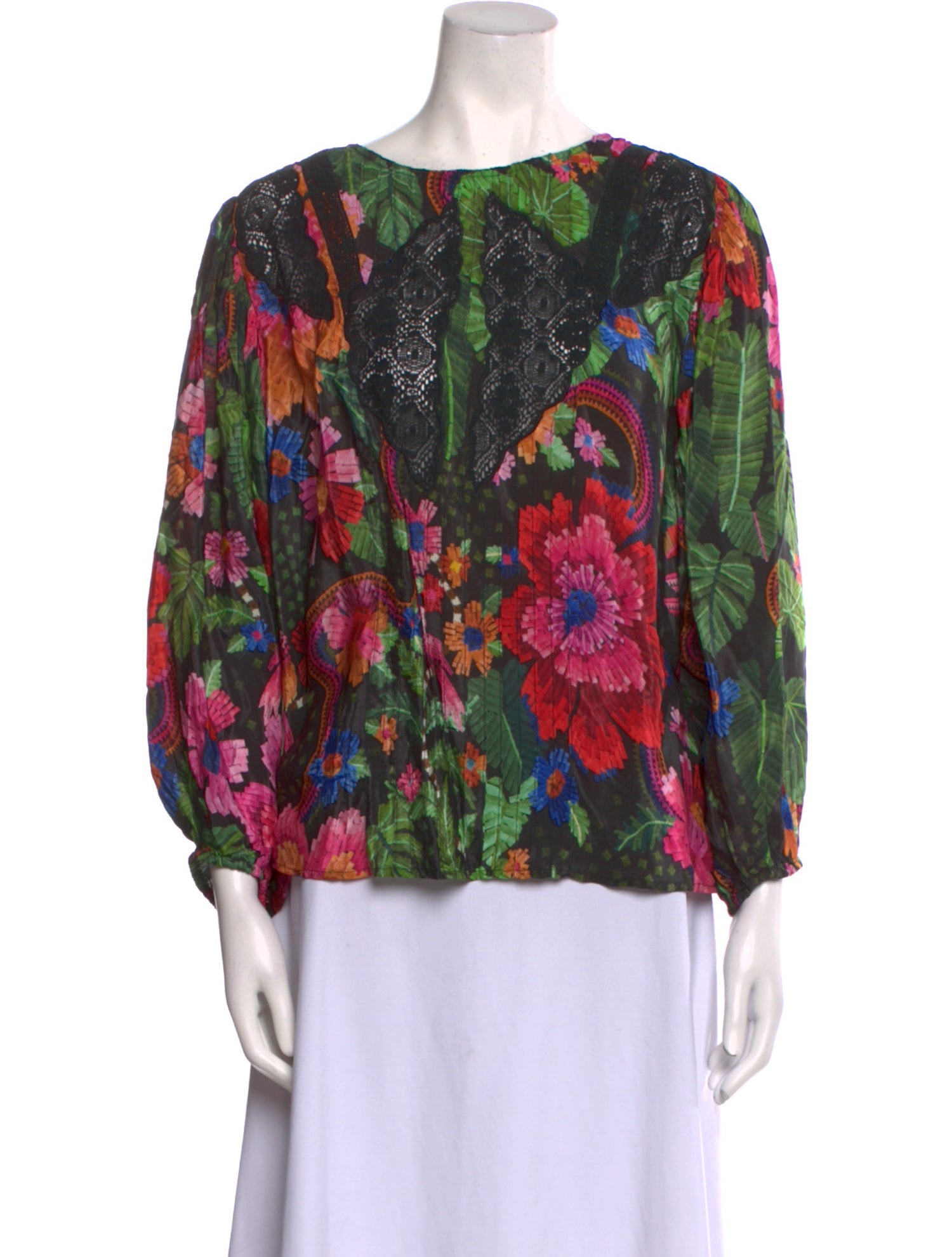 Farm Rio Floral Print Scoop Neck Blouse